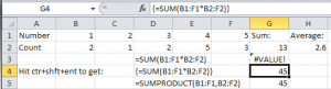 Excel Array Summation